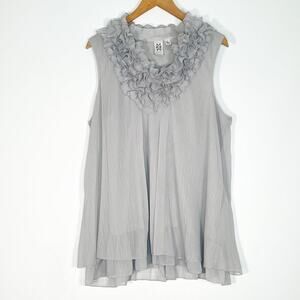Marc Bouwer Ruffled Sleeveless Top Blouse Pewter Grey NWOT
